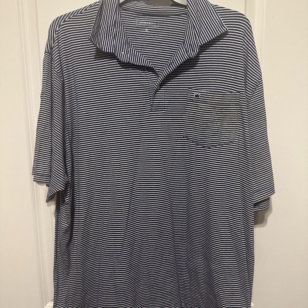 Crown & Ivy Navy and White Striped Polo